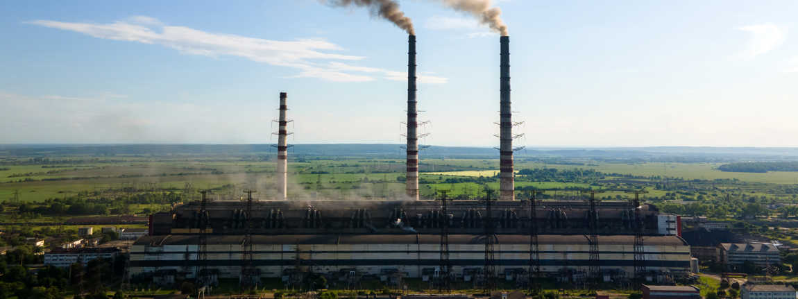 Aerial View Of Coal Power Plant High Pipes