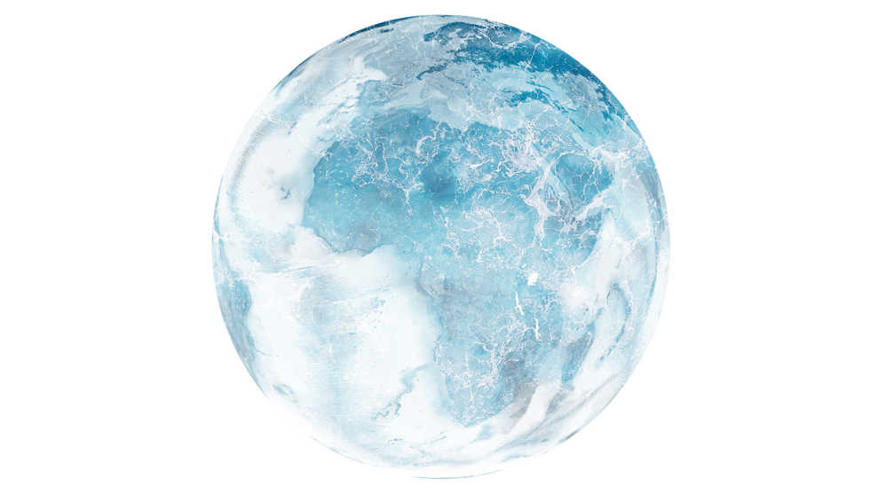 Planet Earth Frozen Cold Blue And White Globe Change