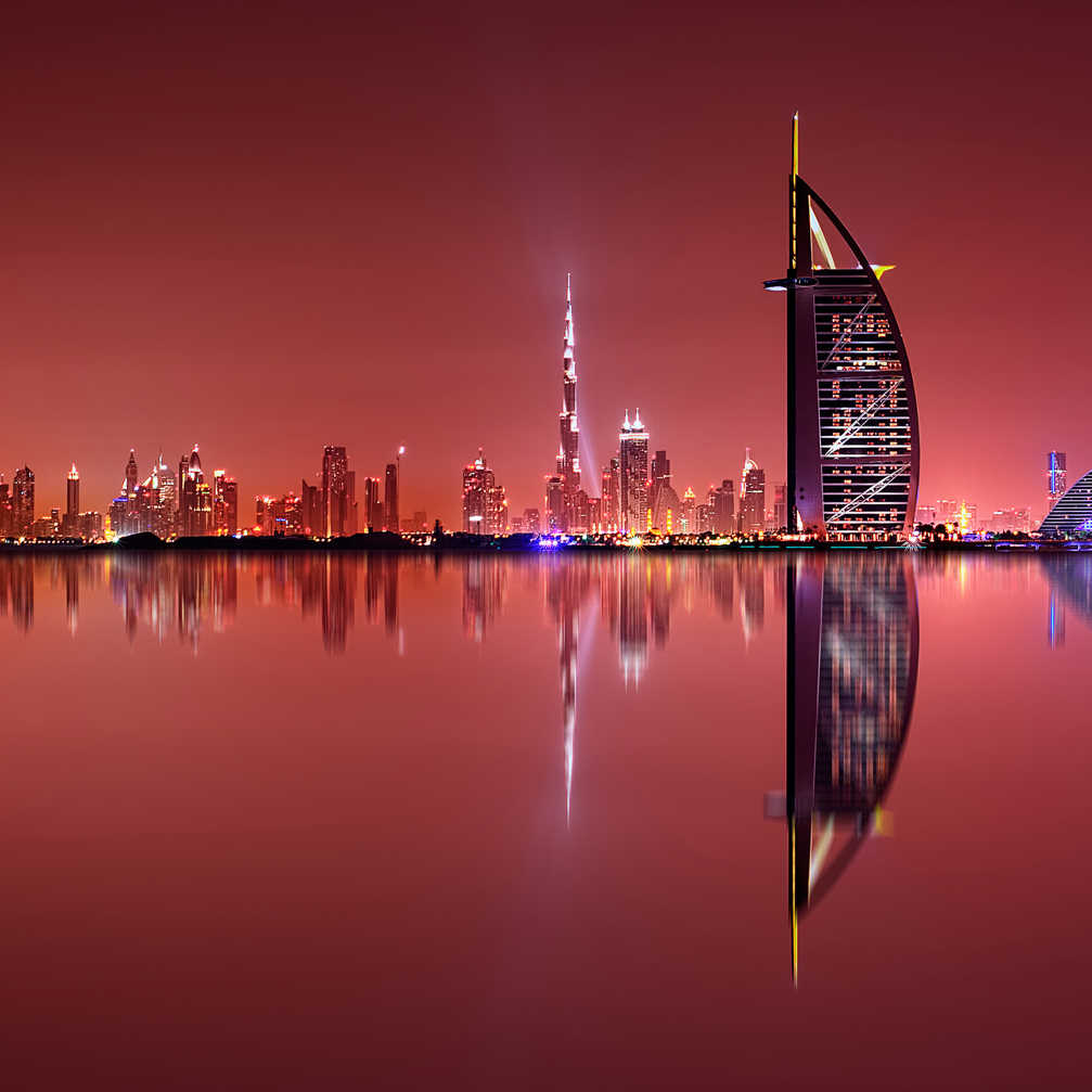 Dubai Skyline Reflection At Night Dubai United A 2024 12 04 04 02 32 Utc