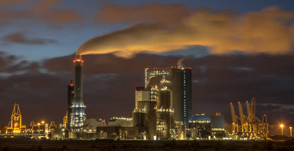 Coal Powered Power Plant At Night